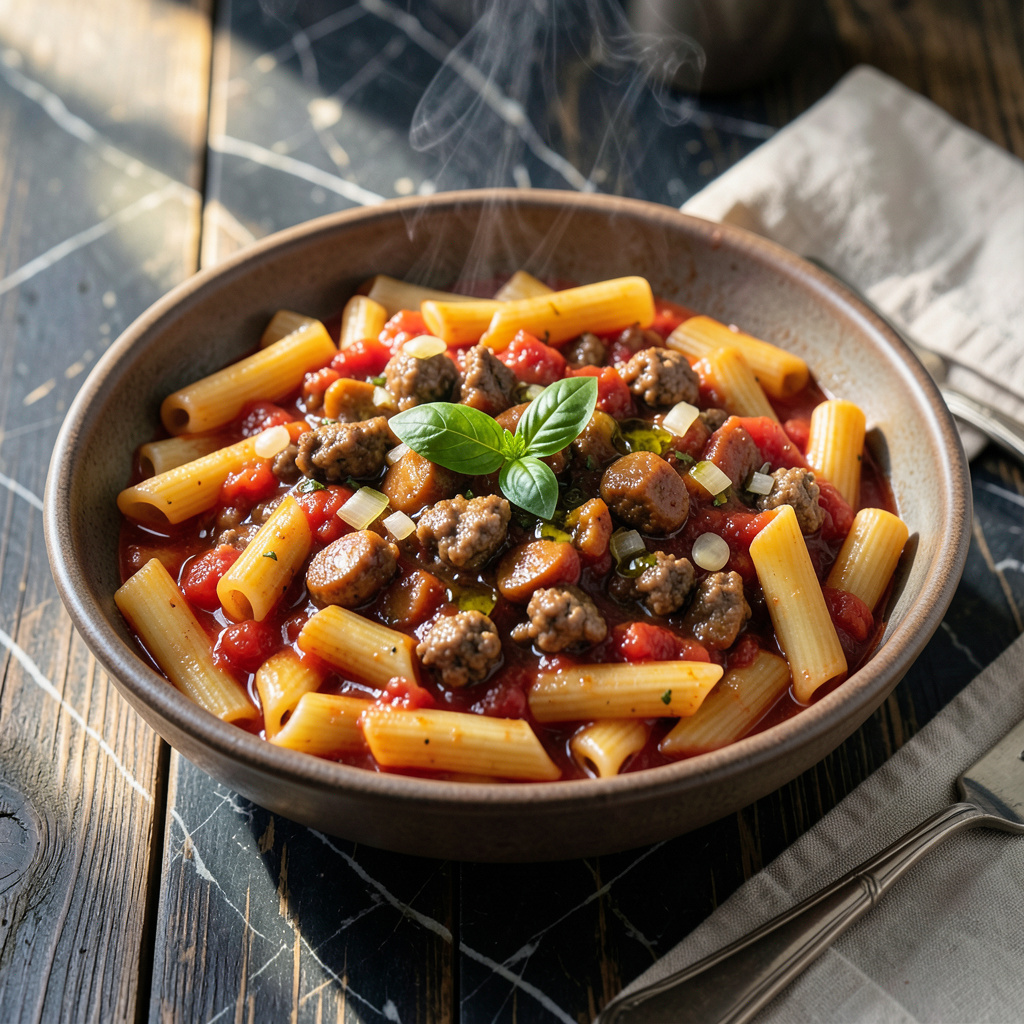 Rigatoni Pasta Recipe With Meat: Hearty Sauce Clinging to Every Tube