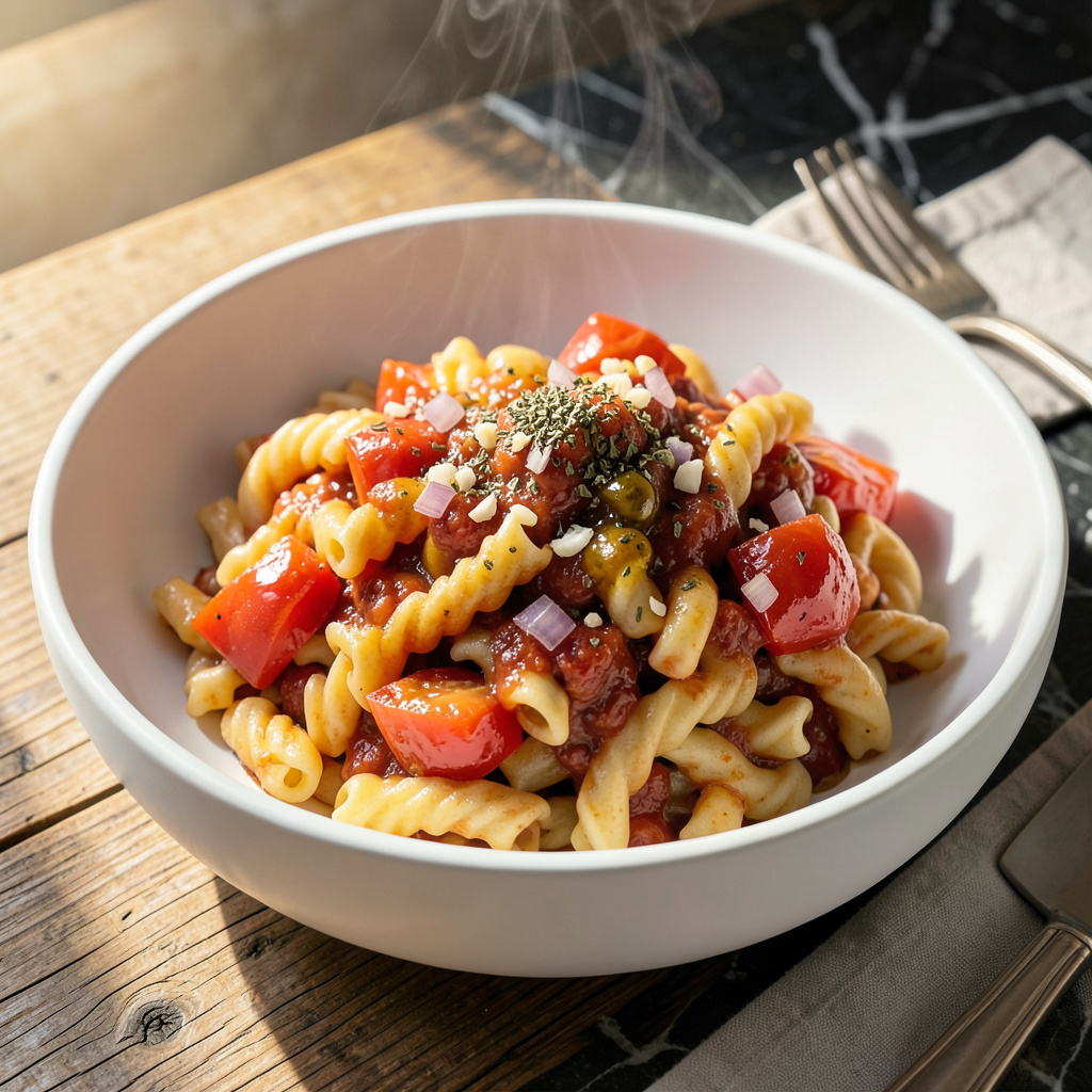 Spicy Fusilli Pasta Recipe: Bold Tomato and Chili Heat